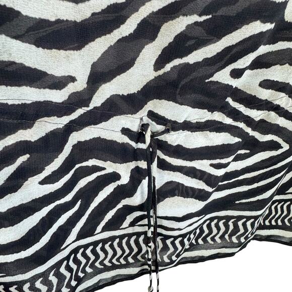 Chaps Zebra Print Sheer Kimono Sleeve Lightweight Chiffon Blouse Size XL - Picture 3 of 5